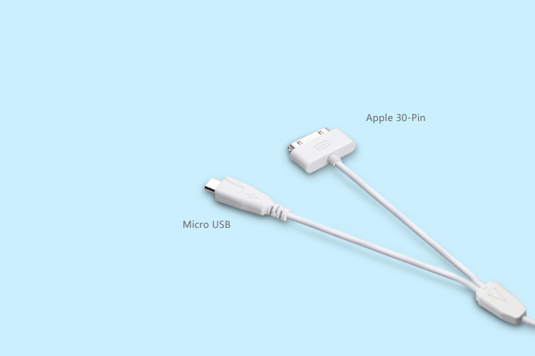 Micro USB+Apple 30-Pin USB二合一数据充电线 环保材质  安全无毒
